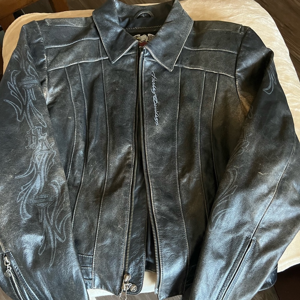 Harley-Davidson Women's Black Leather Zip Front Jacket